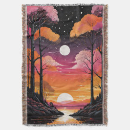 Betoverde bos zonsondergang deken