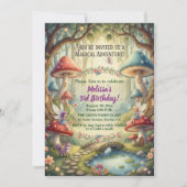 Betoverde Bosfeeën 3e Verjaardagsfeestje Kaart (Voorkant)