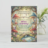 Betoverde Bosfeeën 3e Verjaardagsfeestje Kaart (Staand voorkant)