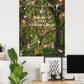 Betoverde bosfeeën Konijn Vlinders Vos  Poster (Thuiskantoor)