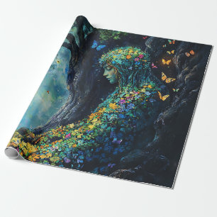 Betoverde Bosgodin met Vlinders (6) Cadeaupapier