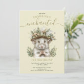 Betoverde bosmuis dier 1e verjaardag kaart (Staand voorkant)