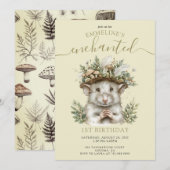 Betoverde bosmuis dier 1e verjaardag kaart (Voorkant / Achterkant)