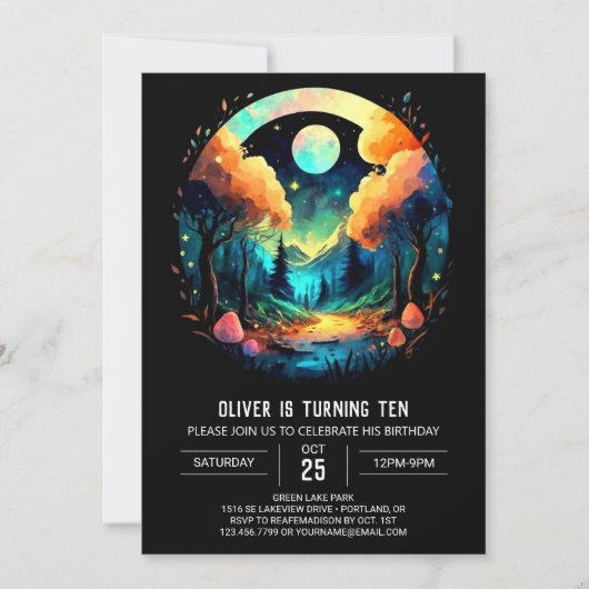 Betoverde Bossen Chique Verjaardag Kaart (Voorkant)