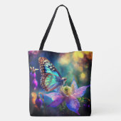 Betoverde bosvlinder op de bloem draagtas (Achterkant)