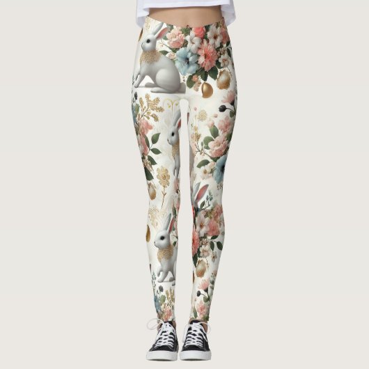 Betoverde Bunny & Floral Fantasy Leggings (Voorkant)