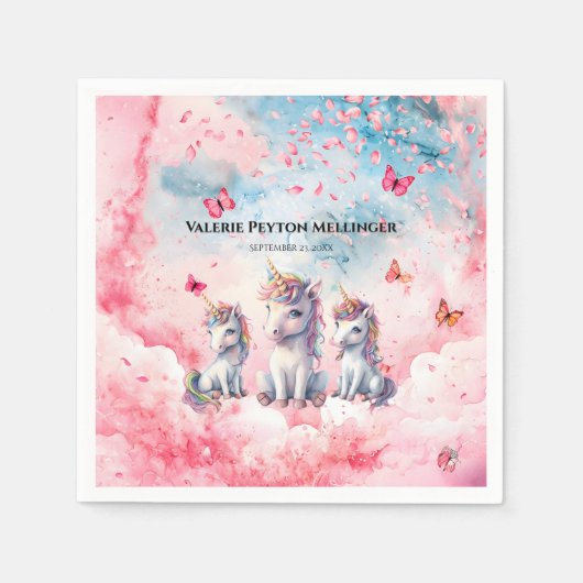 Betoverde Eenhoorn Baby shower Papieren servetten (Voorkant)
