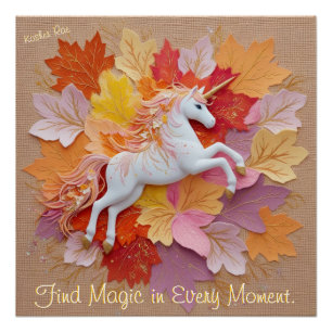 Betoverde Eenhoorn Herfstmagie Pastel Oranje Tinte Perfect Poster
