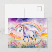 Betoverde Eenhoorn Onder Een Gloeiende Regenbooghe Briefkaart (Voorkant / Achterkant)