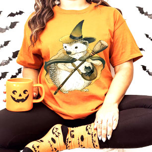 Betoverde Egelvechterheks & Zwarte Kat Kunst Uniek T-shirt