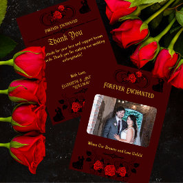 Betoverde elegantie bruiloft bedankkaart