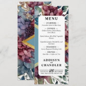 Betoverde Elegantie Jewel-Toned Bloemen Huwelijk Programma (Voorkant / Achterkant)