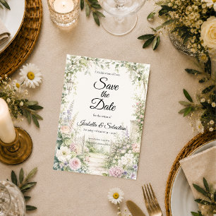 Betoverde Elegantie van een Geheime Tuin Bruiloft Save The Date