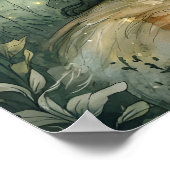 Betoverde Emerald Forest Fox Kind Fantasy Art Poster (Hoek)