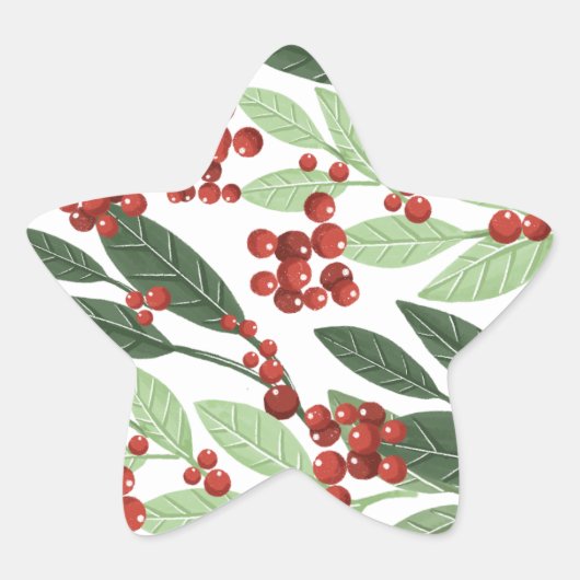 Betoverde Evergreen Botanische Kerstmis Ster Sticker (Voorkant)