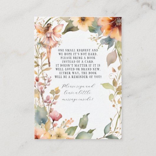 Betoverde Fairy Herfst Bloemen Meisje Boeken voor Informatiekaartje (Achterkant)