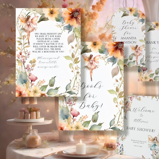 Betoverde Fairy Herfst Bloemen Meisje Boeken voor Informatiekaartje