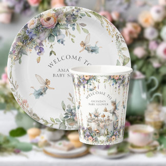 Betoverde Fairy Tea Party Bloemenmeisje Baby showe Papieren Bekers