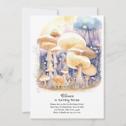 Betoverde Fairycore Mushroom Verjaardag uitnodigin Kaart (Voorkant)
