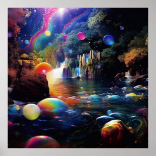 Betoverde Fantasie Kleurrijk Magisch Whimsical Lan Poster