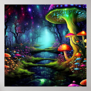 Betoverde Fantasie Kleurrijk Magisch Whimsical Lan Poster