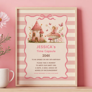 Betoverde Fee Eerste Verjaardag Tijdcapsule Bord Poster