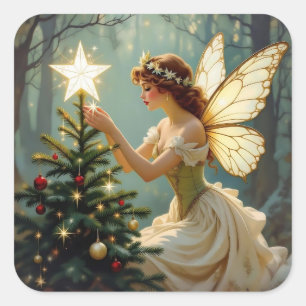 Betoverde Fee Kerstmis Vierkante Sticker