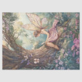 Betoverde fee zittend onder een boom decoupage tissuepapier (Voorkant)