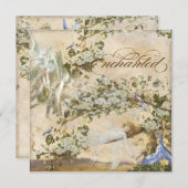 Betoverde feeën, vintage bruiloft uitnodiging (Voorkant / Achterkant)