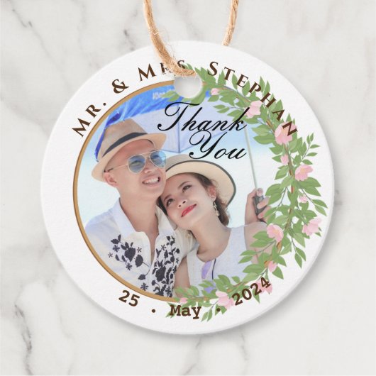 Betoverde Floral Elegance bruiloft Bedankjes Labels (Voorkant)