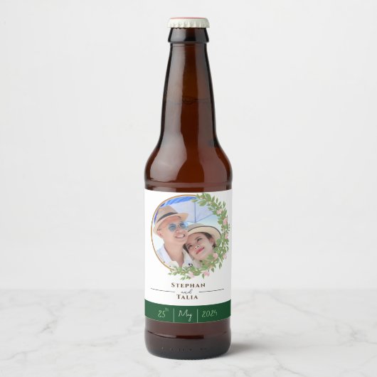 Betoverde Floral Elegance bruiloft Bier Etiket (Voorkant)