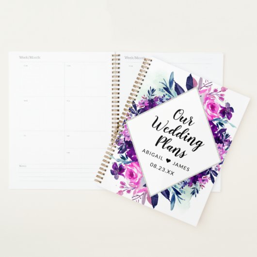 Betoverde Floral Violet Diamond Lijst Bruiloft Planner (Display)