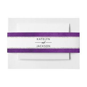 Betoverde Floral Violet Paarse Zilveren Bruiloft Uitnodigingen Wikkel