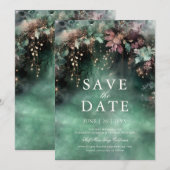 Betoverde Forest Lush Mauve Bruiloft Save the Date Kaart (Voorkant / Achterkant)