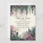 Betoverde Forest Mauve Fairy Bruiloft Save the Dat Kaart (Voorkant)