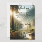 Betoverde Forest Mountain bruiloft foto Bedankkaart (Voorkant)