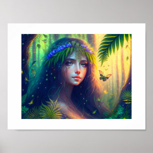Betoverde Forest Nymph digitale kunst Poster