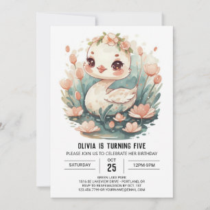Betoverde Girly Swan Bird Verjaardag Kaart
