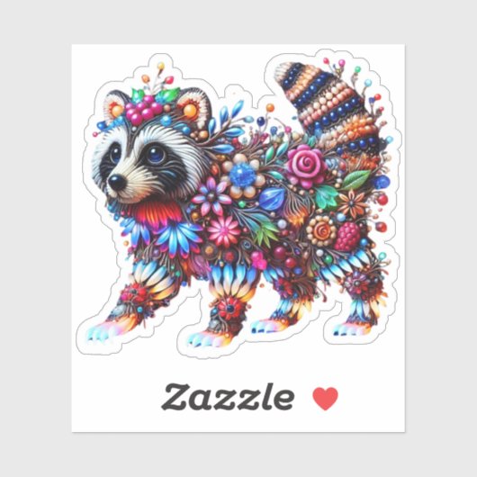 betoverde gloeiende wasbeer sticker (Vel)