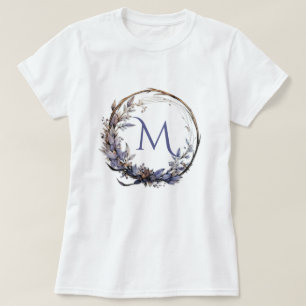 Betoverde Gotische Bloemen Krans Uw Monogram T-shirt