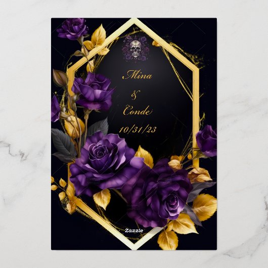 Betoverde Gotische bruiloft Save the Date Folie Uitnodiging (Achterkant)