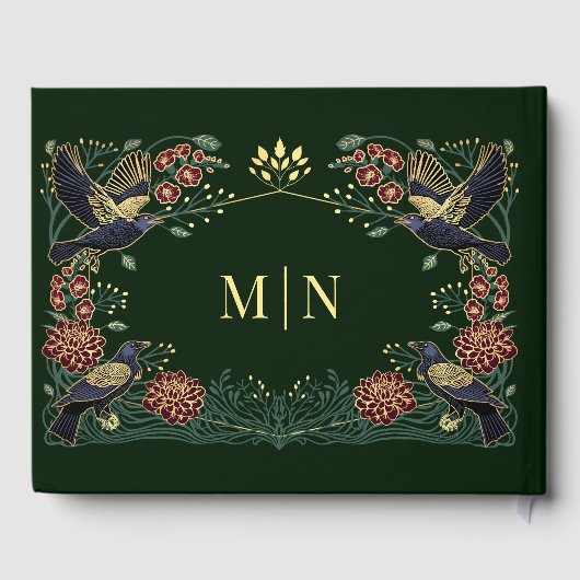 Betoverde Gotische Raaf Dahlia Leeuwenbek Bruiloft Gastenboek (Achterkant)