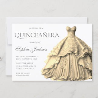 Betoverde gouden jurk jurk quinceanera kaart
