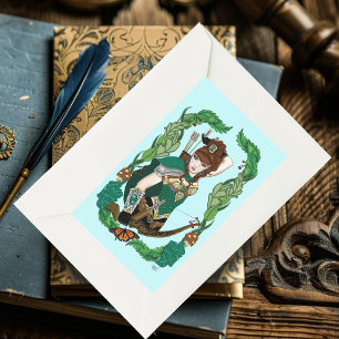 Betoverde Groene Fantasie Bosland Boogschutter Elf Rechthoekige Sticker