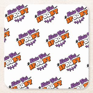 Betoverde Halloween achtervolgingen Laten we griez Vierkante Kartonnen Onderzetter