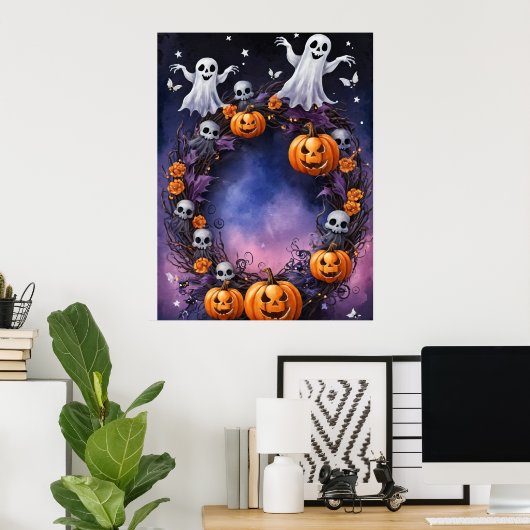 Betoverde Halloween nacht Poster (Thuiskantoor)