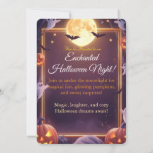 Betoverde Halloween Nacht Uitnodigingskaart