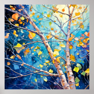 Betoverde Herfstnachtbos Poster