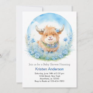 Betoverde Hooglandkoe Blijde Jongen Baby Shower Kaart