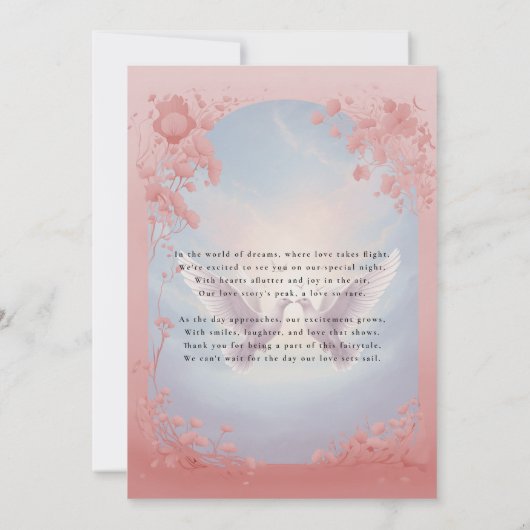 Betoverde kasteel sprookjesachtige bruiloft kaart (Achterkant)